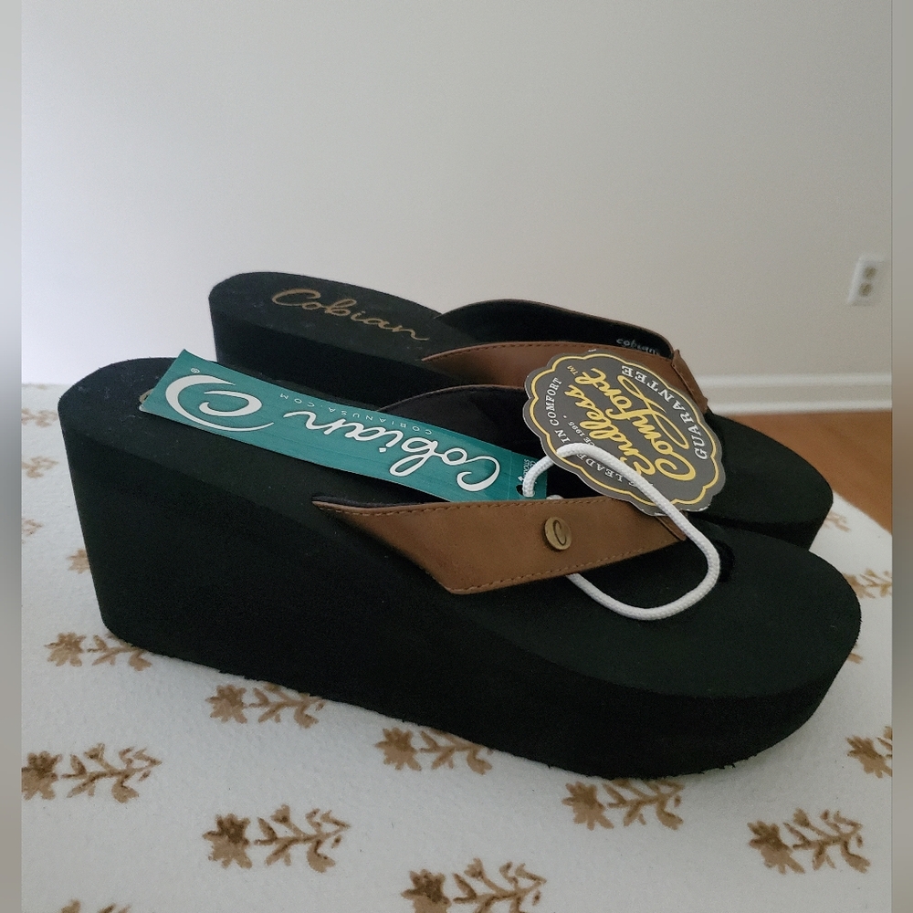 Cobian Black and Brown Women's Flip Flops